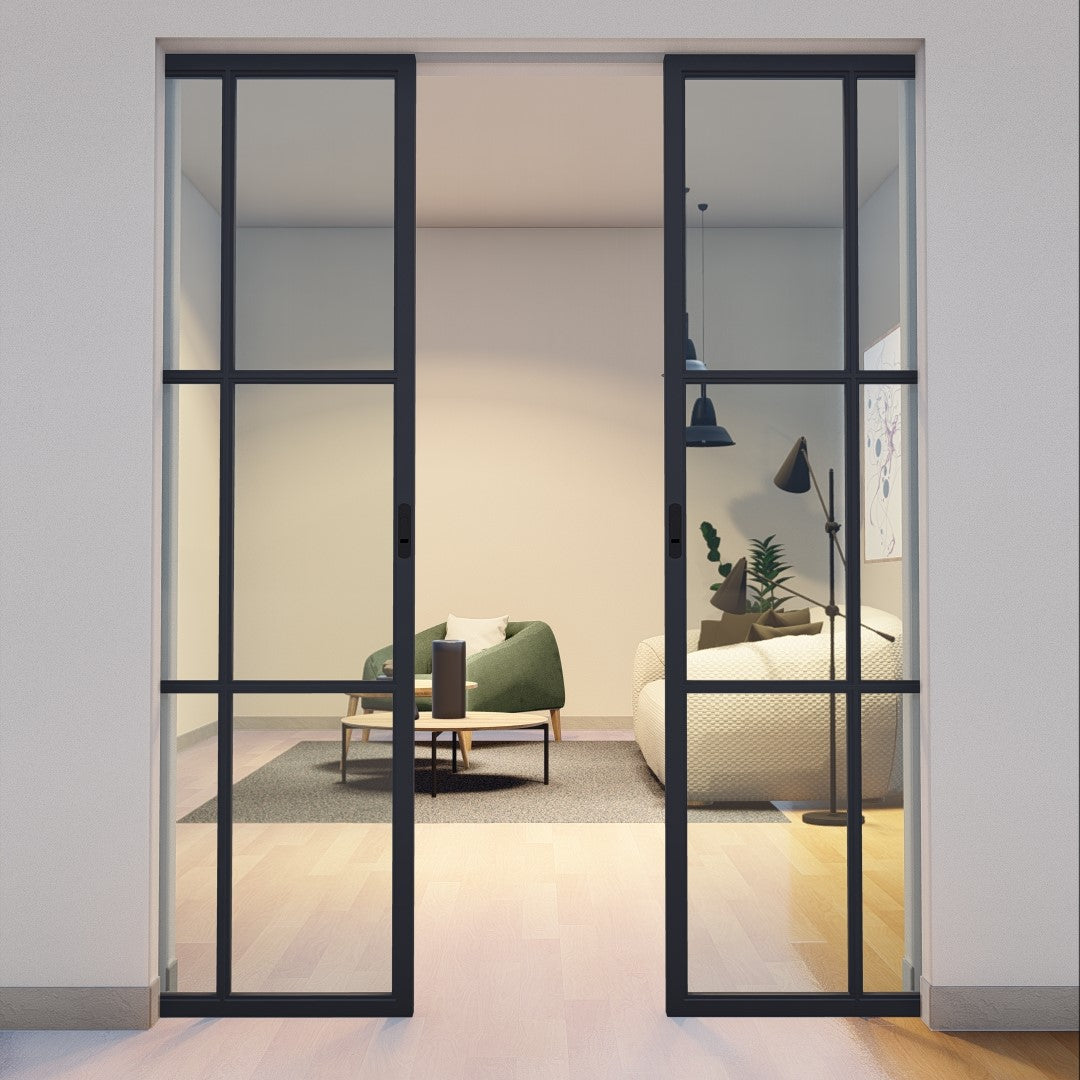 Pre-Order: Light 6 Interior - Double Pocket Door | Steel Pocket Doors (Ships 16-18 Weeks) - Image 2